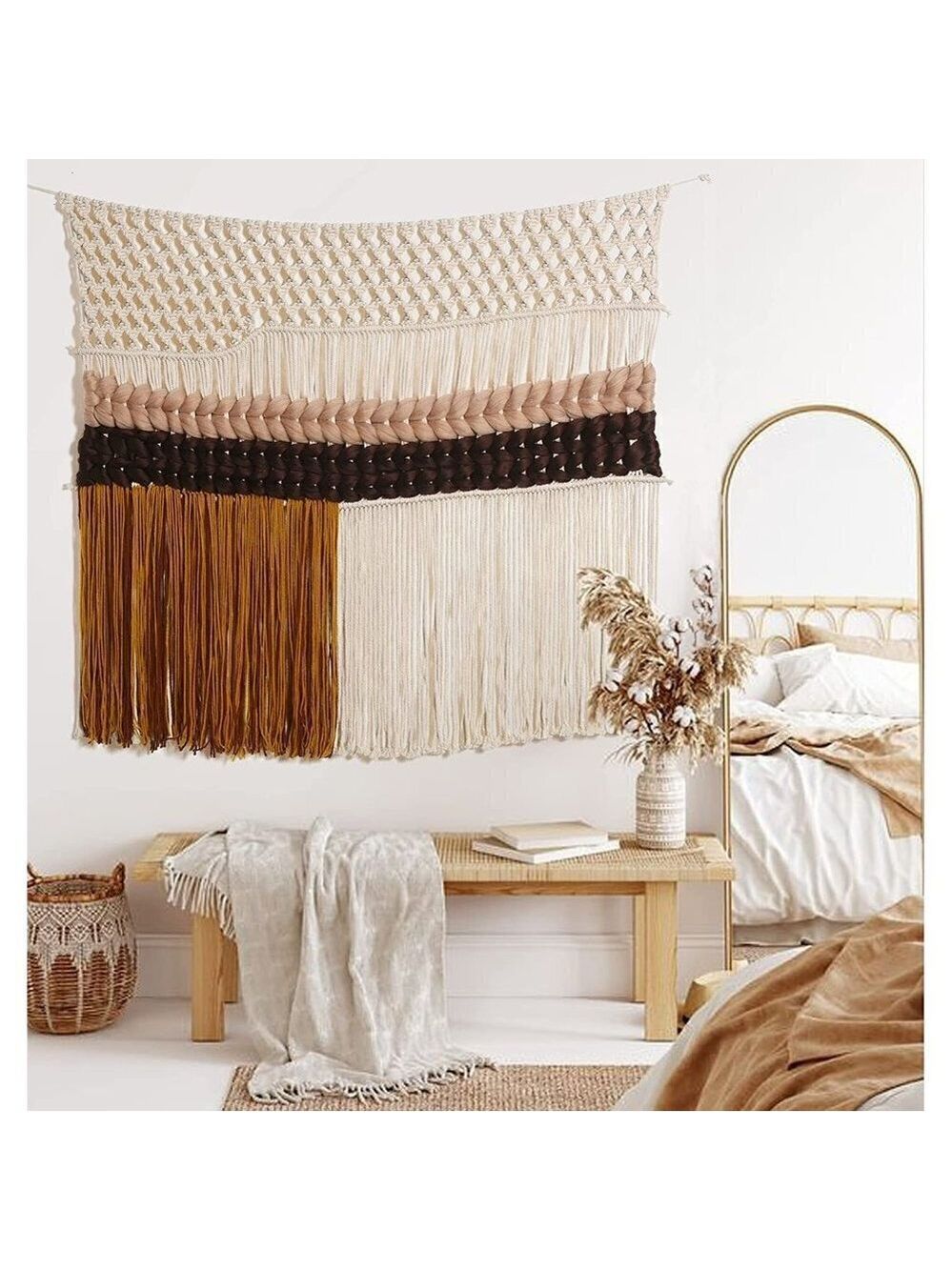 𝅺🆕 Macrame Wall Home Decor Boho Woven Art Bohemian Chic Large Tapestry NWT👑